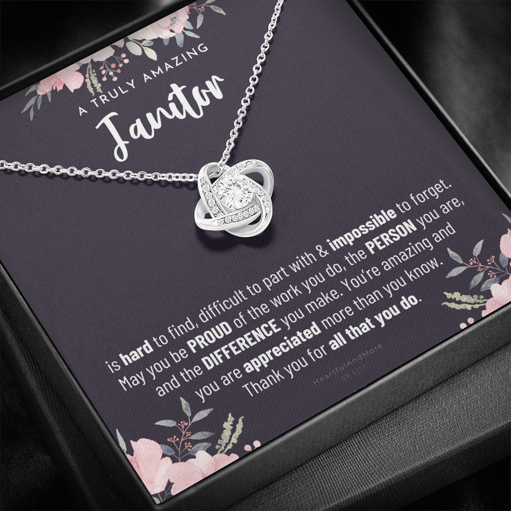 Gift For Female Janitor, Janitor Gift, Janitor Appreciation Gift, Birthday, Love Knot Necklace
