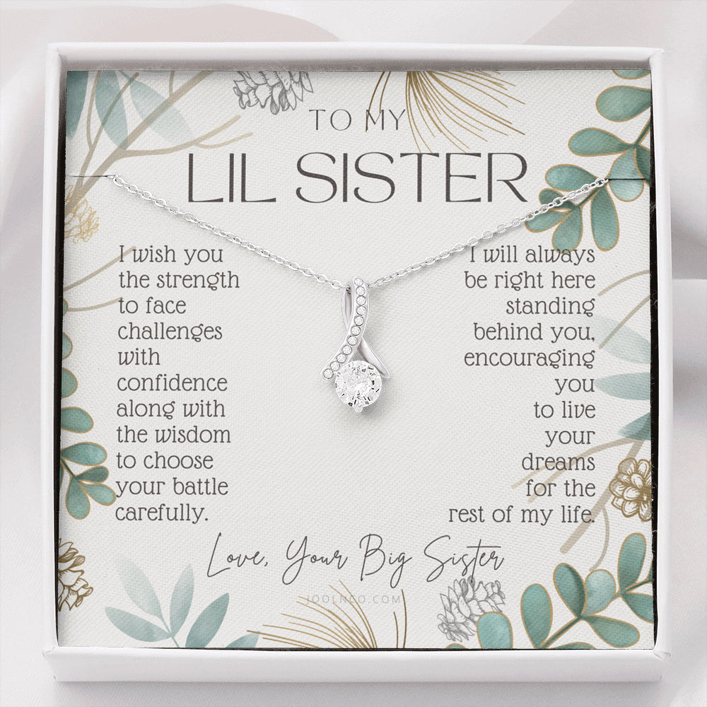 ALLURING BEAUTY Necklace, To My Little Sister, Live Your Dreams, Gift for Little Sister from Big Sister, Sister Birthday, Graduation, Christmas Present