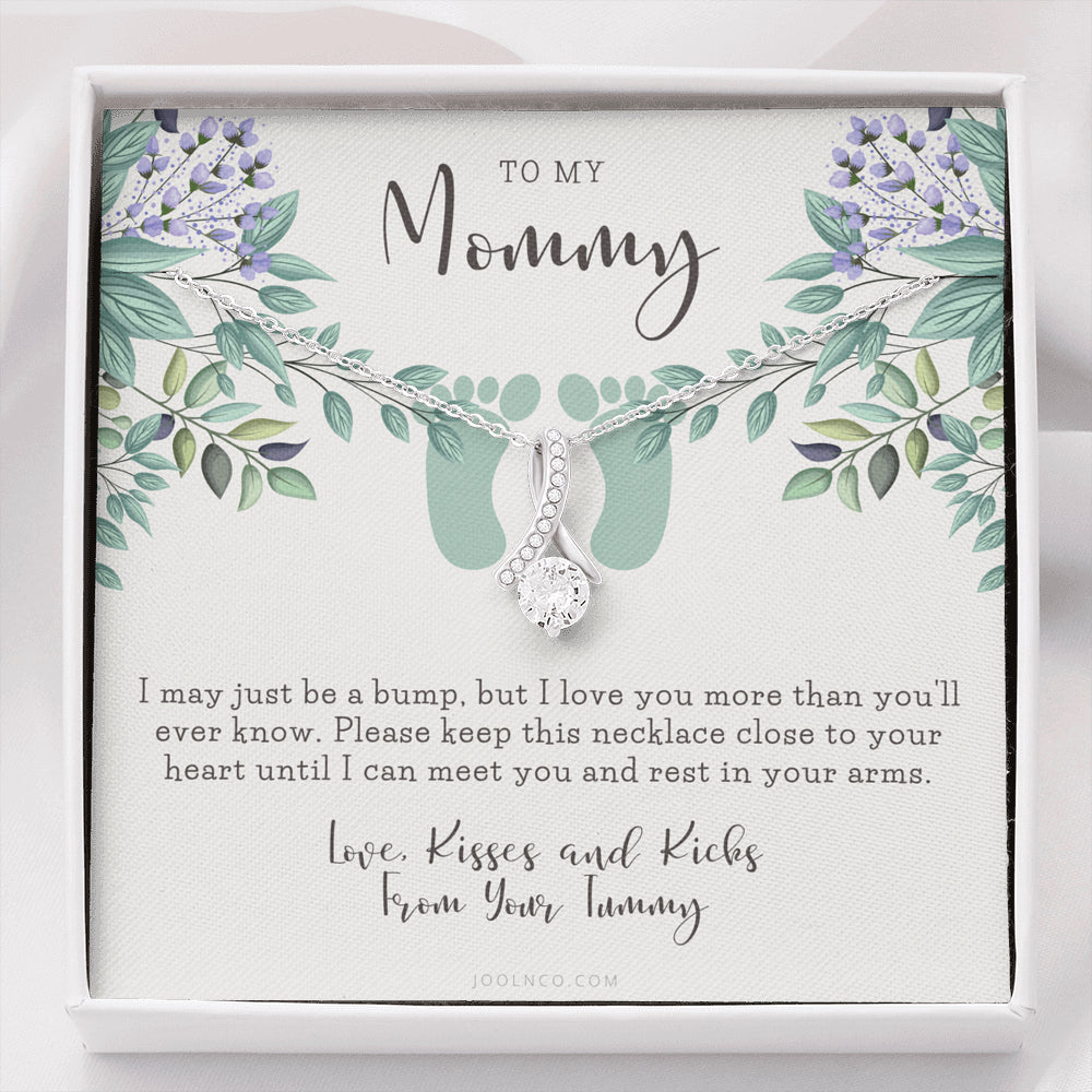 ALLURING BEAUTY Necklace | Mom to be gift | New Mommy Gift Necklace | Pregnant Wife Gift | I May Just Be A Bump But I Love You | To mummy from bump | To Mommy to be