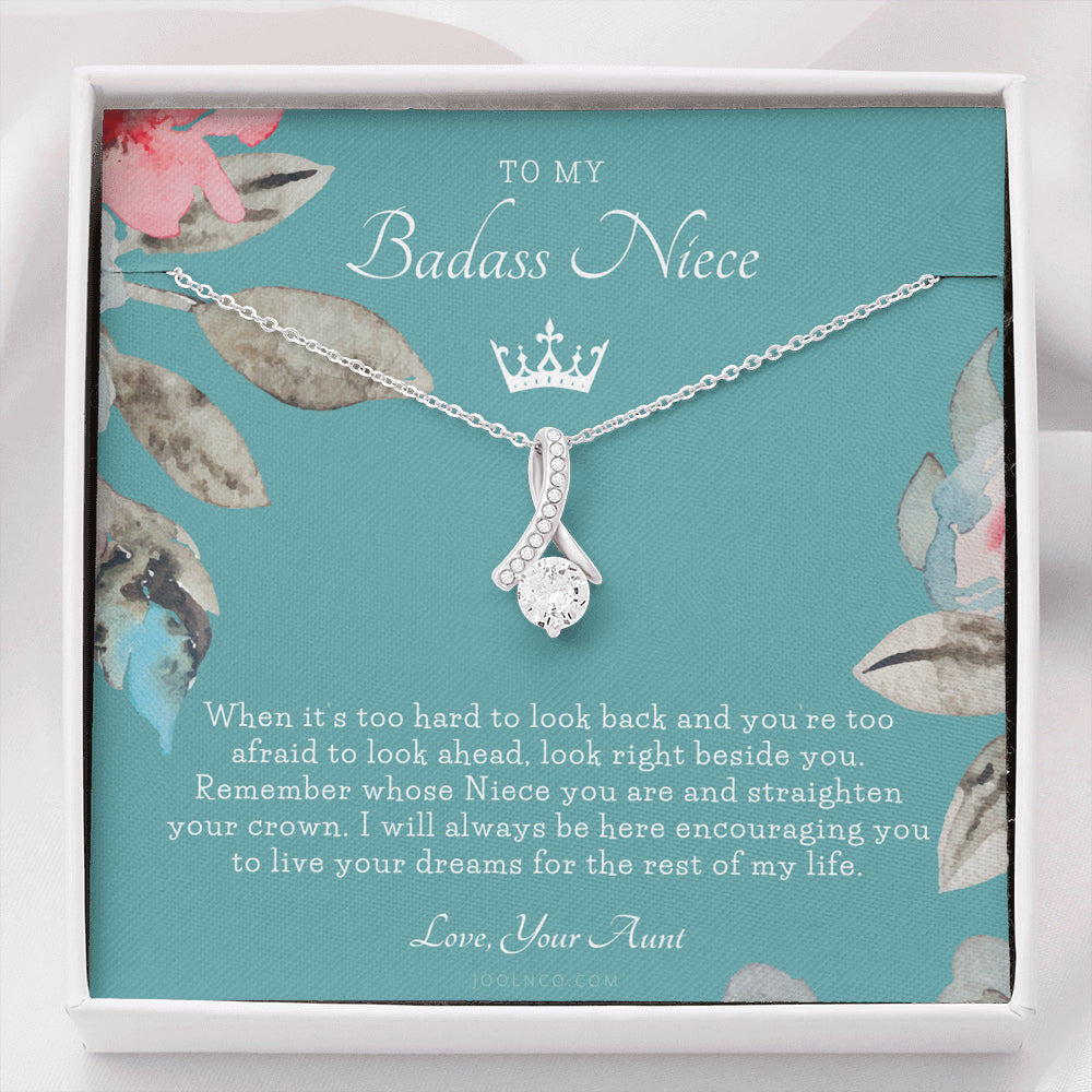 ALLURING BEAUTY Necklace, To My Badass Niece, Straighten Your Crown Necklace, Aunt Niece Necklace, Niece Birthday Gift, Niece Graduation Gift