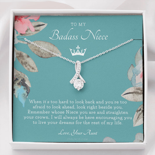 ALLURING BEAUTY Necklace, To My Badass Niece, Straighten Your Crown Necklace, Aunt Niece Necklace, Niece Birthday Gift, Niece Graduation Gift