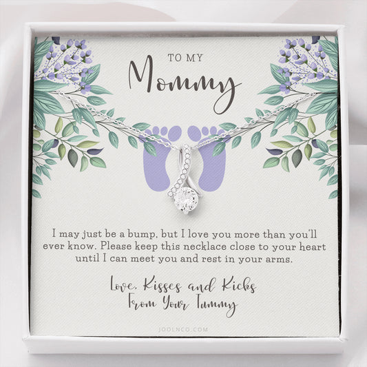 ALLURING BEAUTY Necklace | Mom to be gift | New Mommy Gift Necklace | Pregnant Wife Gift | I May Just Be A Bump But I Love You | To mummy from bump | To Mommy to be