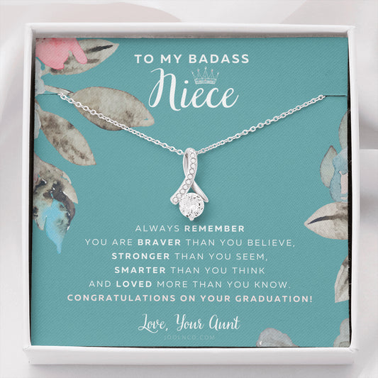 To My Badass Niece, Straighten Your Crown Necklace, Aunt Niece Necklace, Niece Graduation Gift