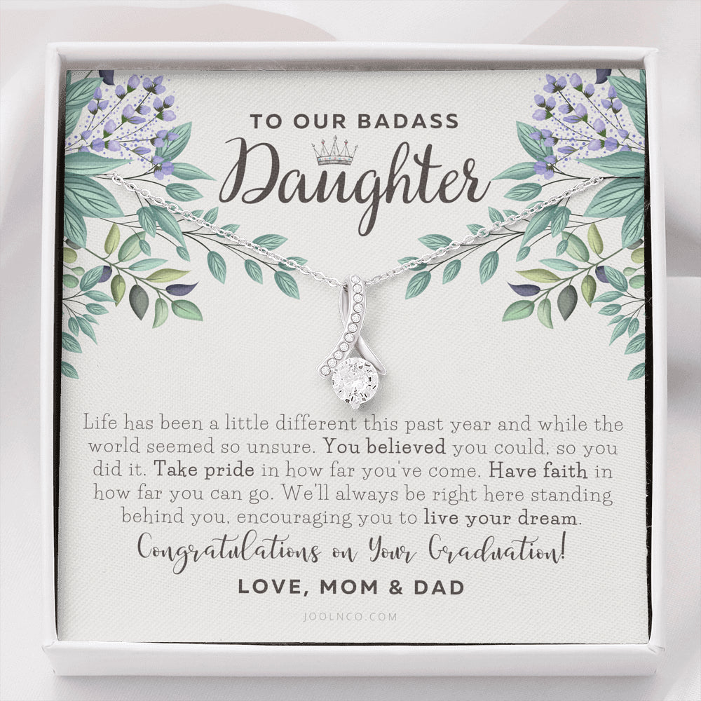 To Our Badass Daughter, Straighten Your Crown Necklace, Parents Daughter Necklace, Daughter Graduation Gift, Graduation on Pandemic