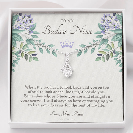 ALLURING BEAUTY Necklace, To My Badass Niece, Straighten Your Crown Necklace, Aunt Niece Necklace, Niece Birthday Gift, Niece Graduation Gift