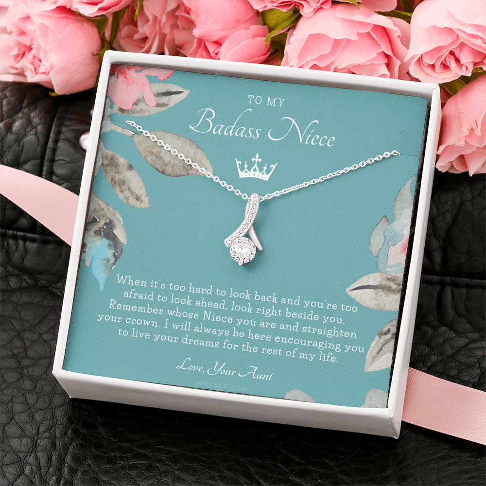 ALLURING BEAUTY Necklace, To My Badass Niece, Straighten Your Crown Necklace, Aunt Niece Necklace, Niece Birthday Gift, Niece Graduation Gift