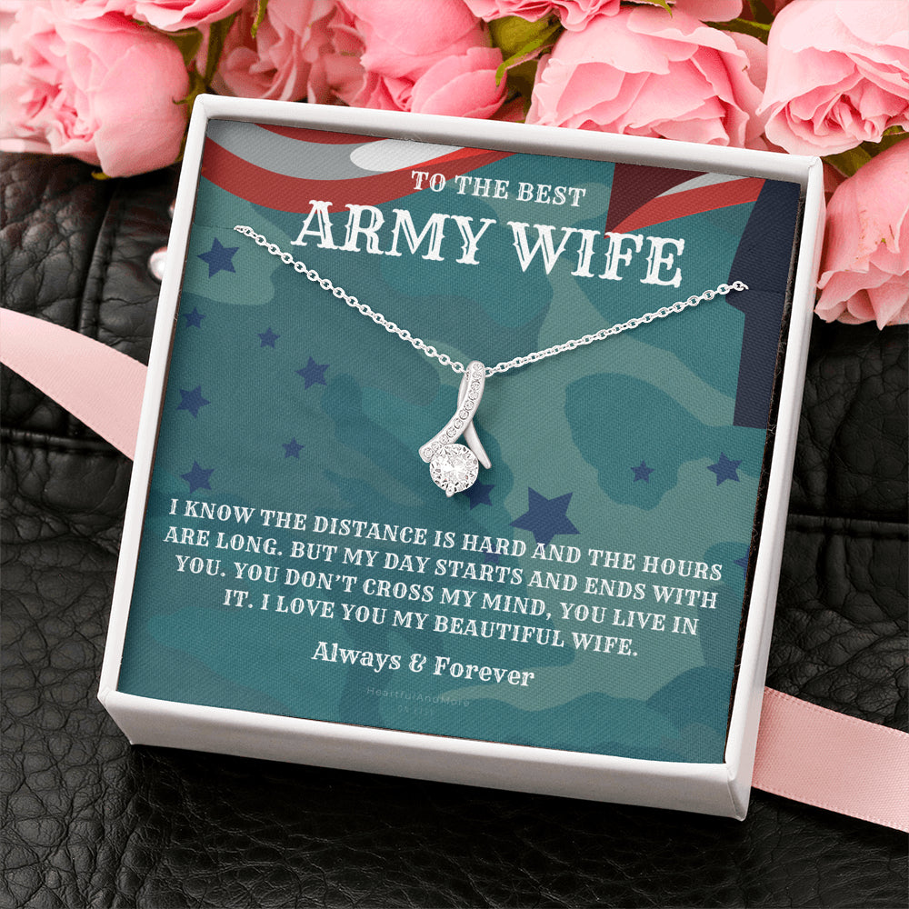Army Wife Gift, Military Gift Wife, To The Best Army Wife In The World, Army Jewelry, Deployment Necklace, Deployment Gift, Gift for Army Wife