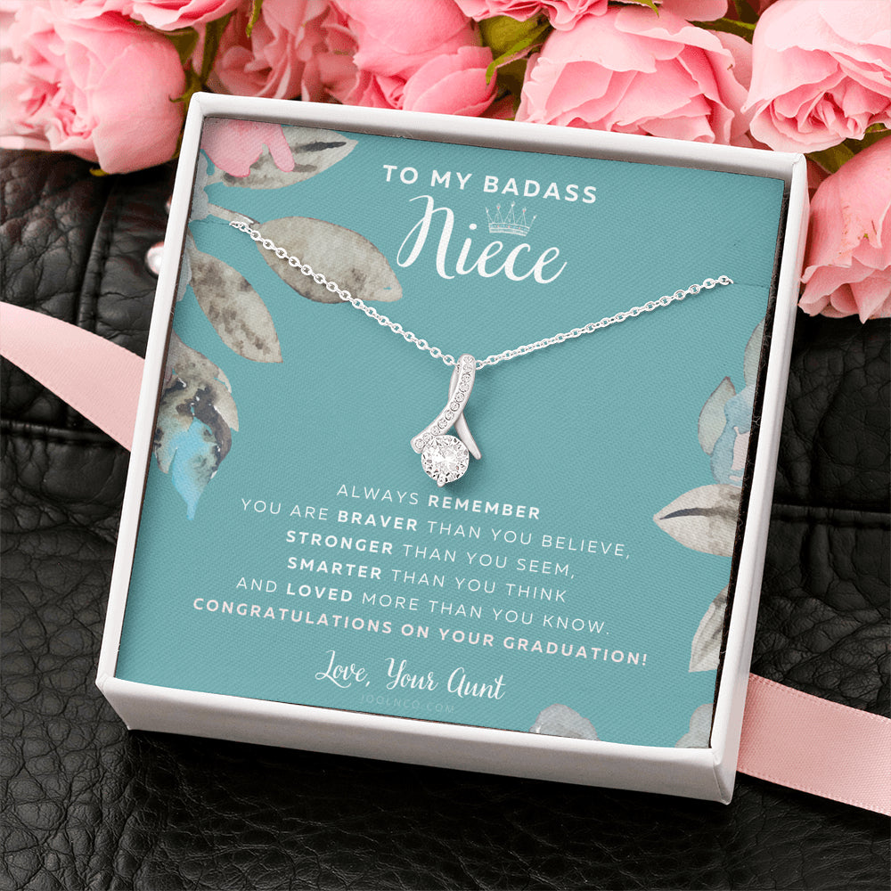 To My Badass Niece, Straighten Your Crown Necklace, Aunt Niece Necklace, Niece Graduation Gift