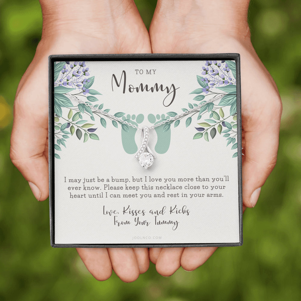 ALLURING BEAUTY Necklace | Mom to be gift | New Mommy Gift Necklace | Pregnant Wife Gift | I May Just Be A Bump But I Love You | To mummy from bump | To Mommy to be