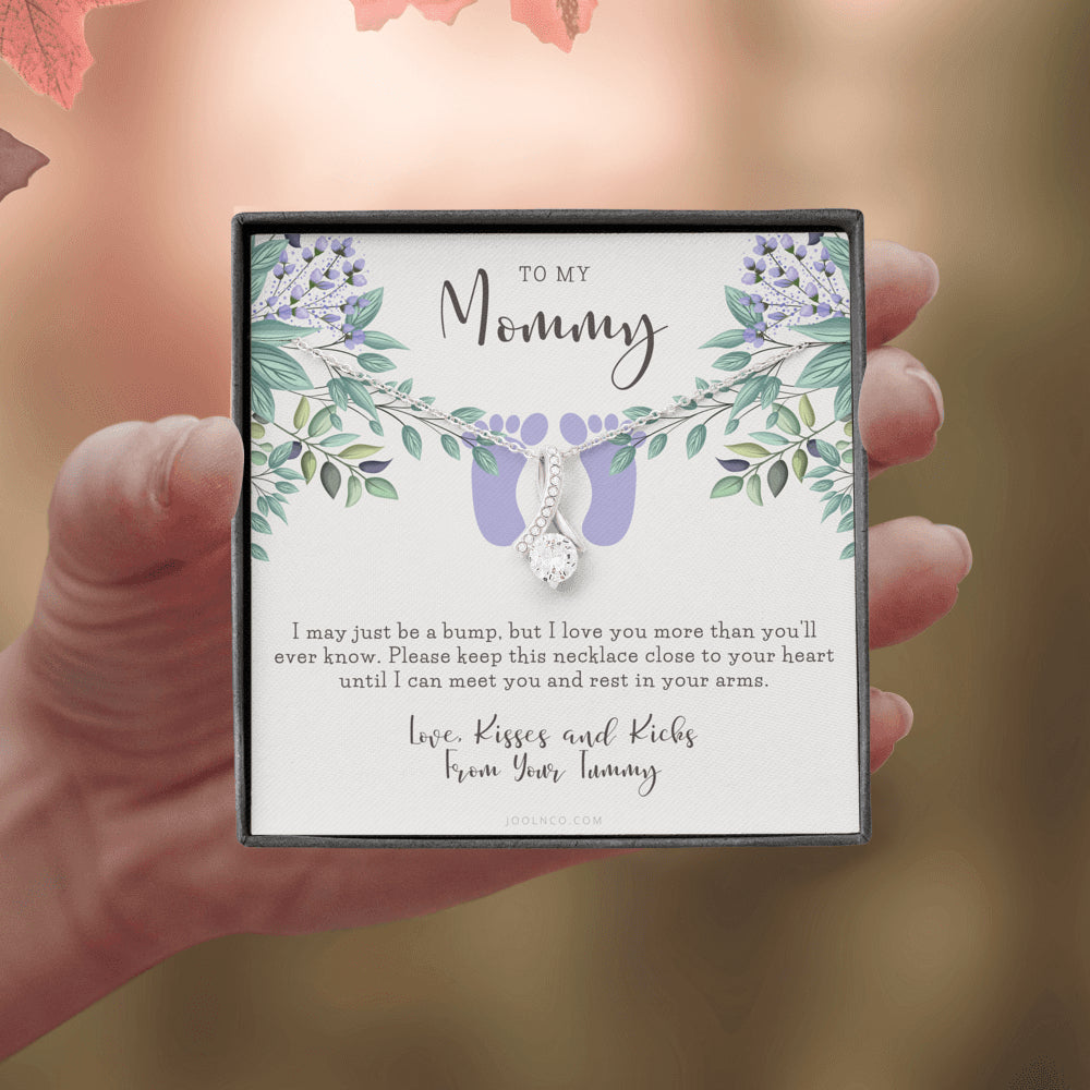 ALLURING BEAUTY Necklace | Mom to be gift | New Mommy Gift Necklace | Pregnant Wife Gift | I May Just Be A Bump But I Love You | To mummy from bump | To Mommy to be