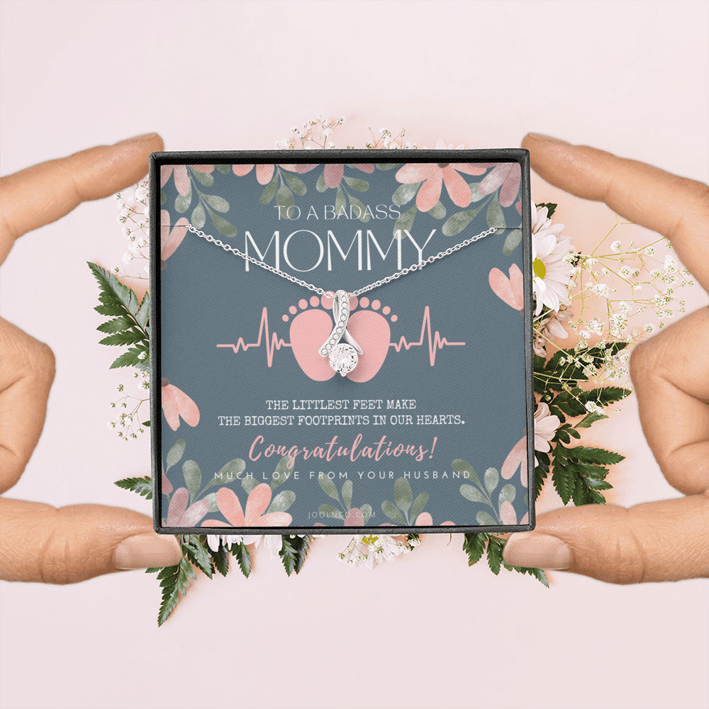 Gift for Pregnant Wife | Mom to be gift | New Mommy Necklace | To Mommy to be | New Mom Jewelry | Badass New Mommy | ALLURING BEAUTY | Badass Wife Gift