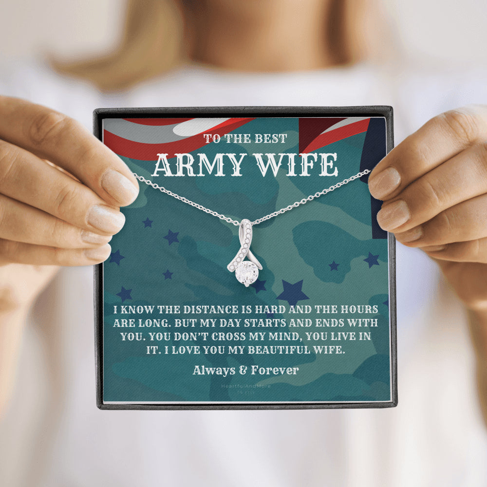 Army Wife Gift, Military Gift Wife, To The Best Army Wife In The World, Army Jewelry, Deployment Necklace, Deployment Gift, Gift for Army Wife