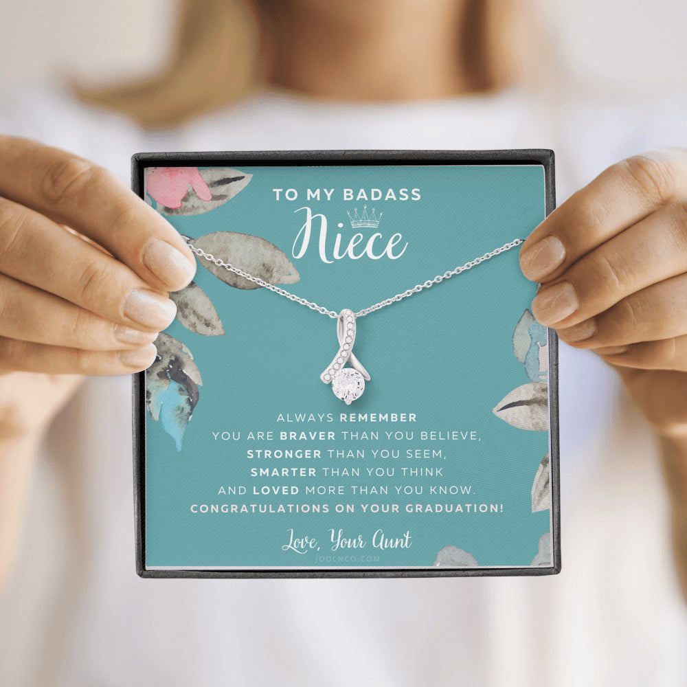 To My Badass Niece, Straighten Your Crown Necklace, Aunt Niece Necklace, Niece Graduation Gift