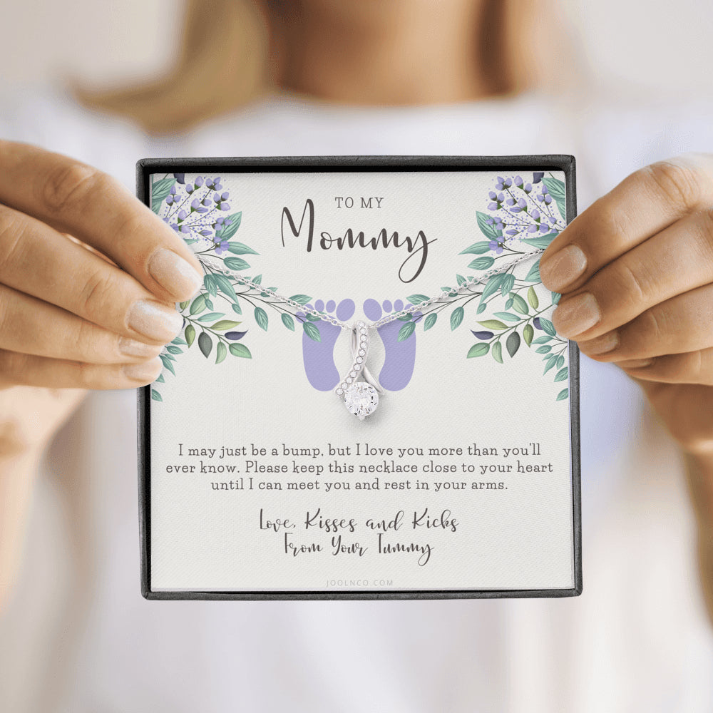 ALLURING BEAUTY Necklace | Mom to be gift | New Mommy Gift Necklace | Pregnant Wife Gift | I May Just Be A Bump But I Love You | To mummy from bump | To Mommy to be