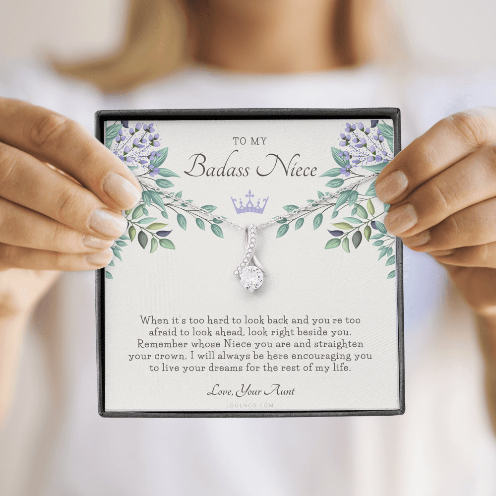 ALLURING BEAUTY Necklace, To My Badass Niece, Straighten Your Crown Necklace, Aunt Niece Necklace, Niece Birthday Gift, Niece Graduation Gift