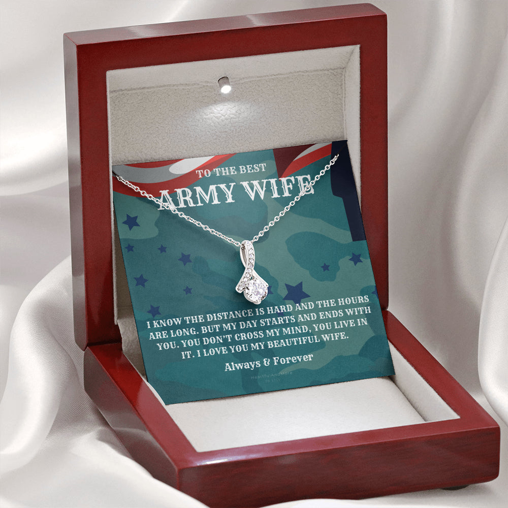 Army Wife Gift, Military Gift Wife, To The Best Army Wife In The World, Army Jewelry, Deployment Necklace, Deployment Gift, Gift for Army Wife
