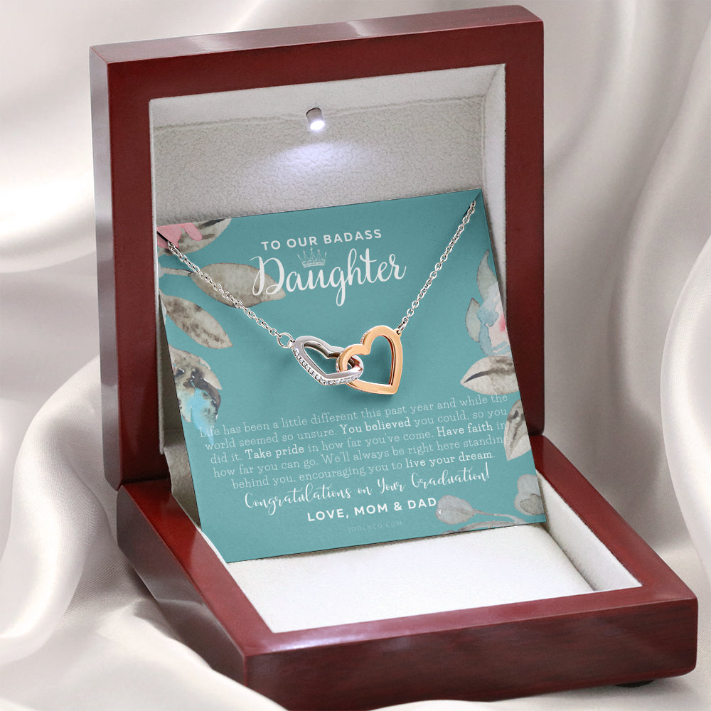 To Our Badass Daughter, Straighten Your Crown Necklace, Parents Daughter Necklace, Daughter Graduation Gift, Graduation on Pandemic