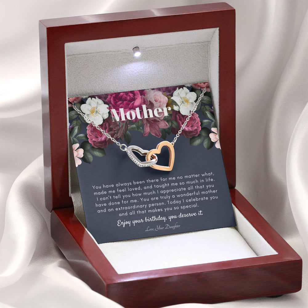 Interlocking Necklace | Mother's Birthday Gift | Necklace for Mom's birthday | Elegant Gift For Mom from Daughter | Best Mom Gift Message Card