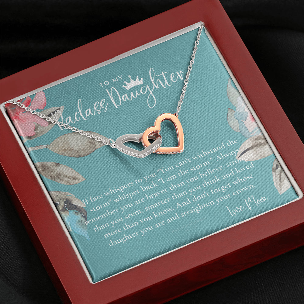 Daughter Gift from Mom, Heart Necklace Daughter Gift, Interlocking Necklace to Daughter, Daughter Graduation, Birthday Gift, Necklace