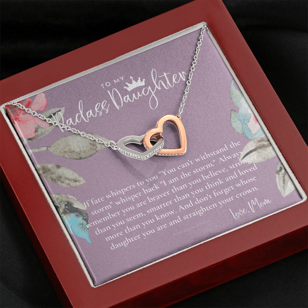 Daughter Gift from Mom, Heart Necklace Daughter Gift, Interlocking Necklace to Daughter, Daughter Graduation, Birthday Gift, Necklace