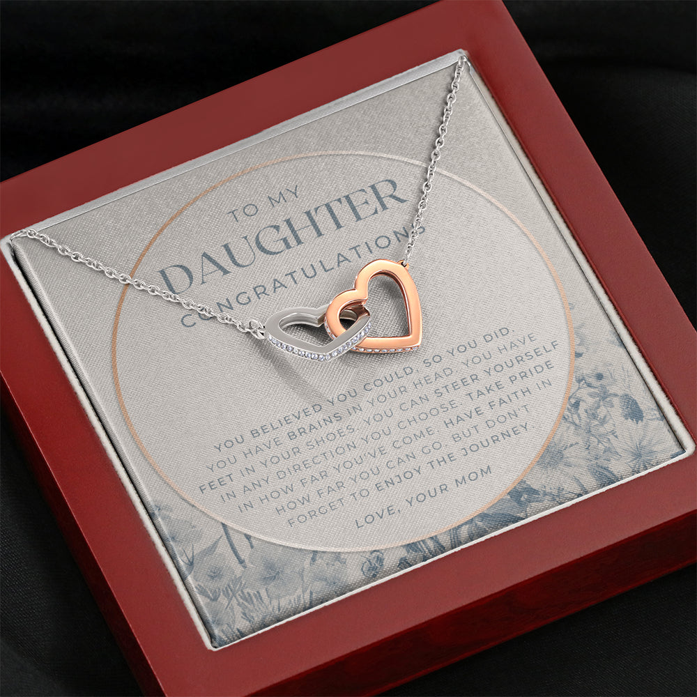 Interlocking Necklace, To My Daughter, Live Your Dreams Necklace, Gift for Daughter from Mom, Graduation