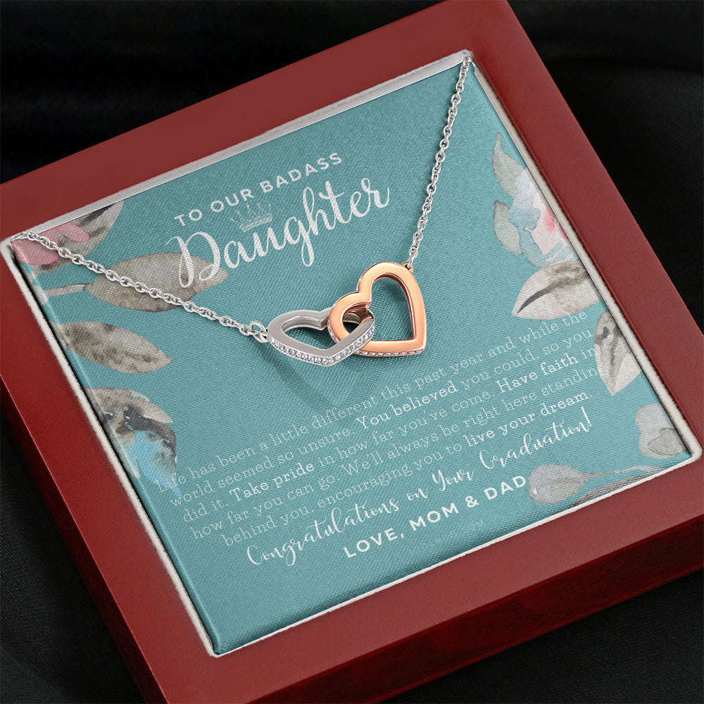To Our Badass Daughter, Straighten Your Crown Necklace, Parents Daughter Necklace, Daughter Graduation Gift, Graduation on Pandemic