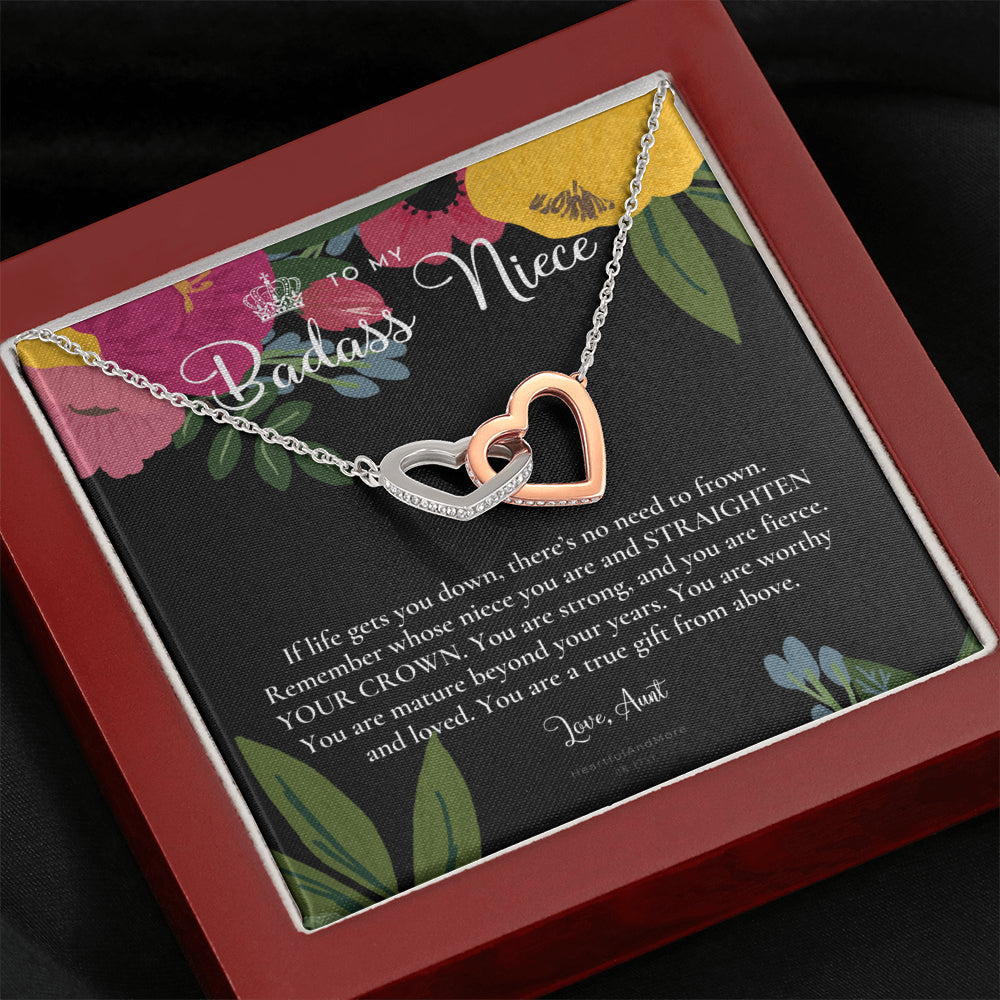 To My Badass Niece, Straighten Your Crown Necklace, Aunt Niece Necklace, Niece Birthday Gift, Niece Graduation Gift