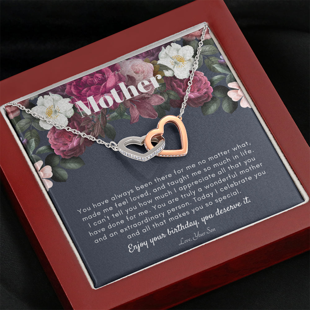 Interlocking Necklace | Mother's Birthday Gift | Necklace for Mom's birthday | Elegant Gift For Mom from Son | Best Mom Gift Message Card