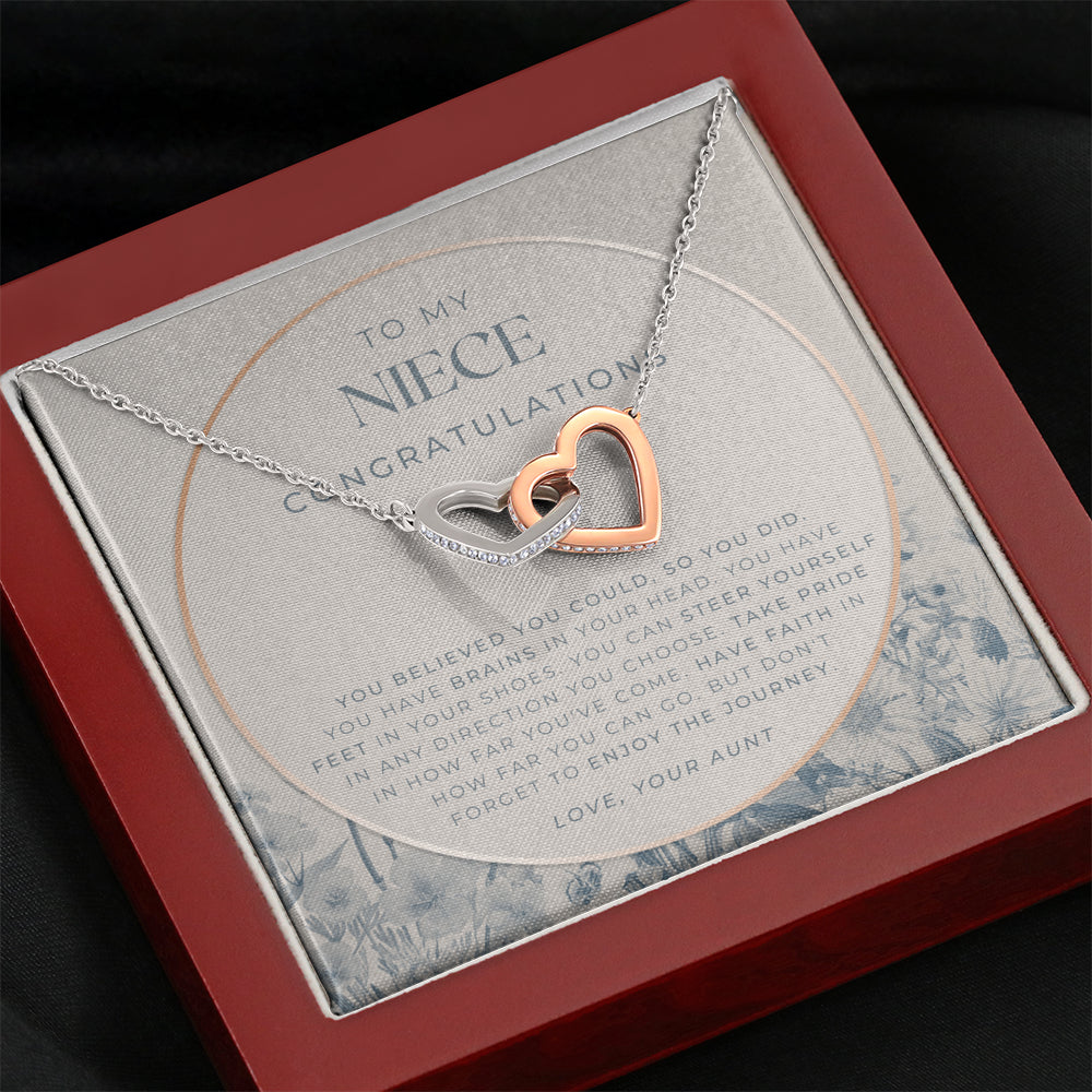 Interlocking Necklace, To My Niece, Live Your Dreams Necklace, Gift for Niece from Aunt, Graduation