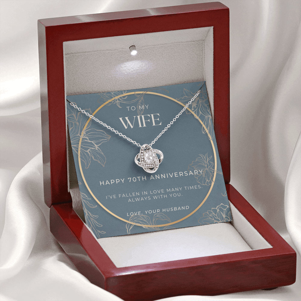 70 Year Anniversary Gift For Wife - Love Knot Necklace