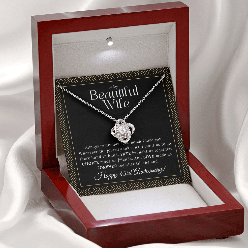 43 Year Anniversary Gift For Wife - Love Knot Necklace