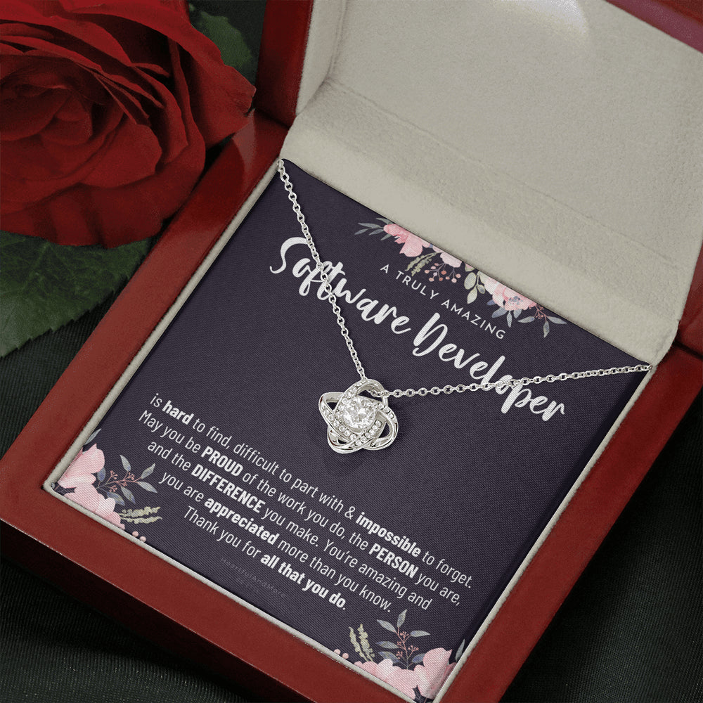 Gift For Female Software Developer, Software Developer Gift, Software Developer Appreciation Gift, Birthday, Love Knot Necklace