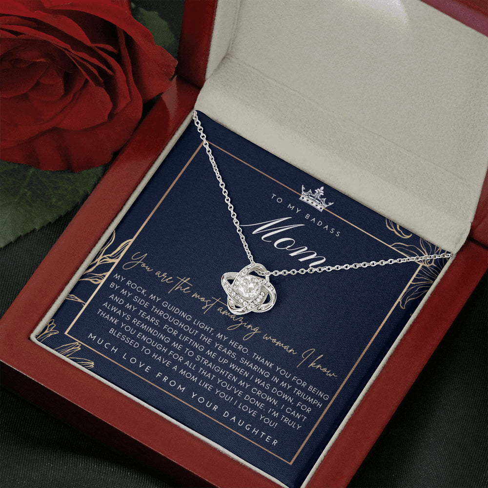 Love Knot Necklace | To My Badass Mom Necklace | Mother’s Day Gift | Personalized Mom Gift | Mothers Necklace | Gift for Mom | Best Mom Gift | Interlock Heart