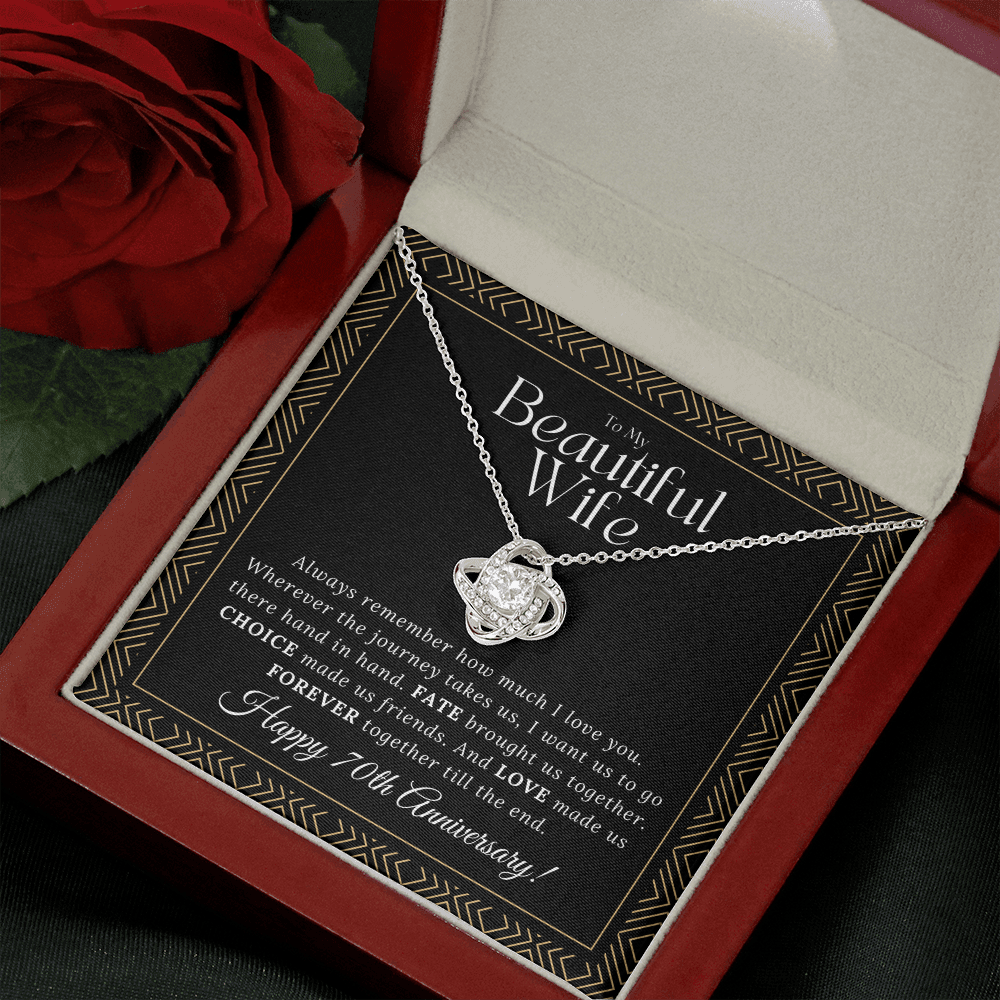 70 Year Anniversary Gift For Wife - Love Knot Necklace