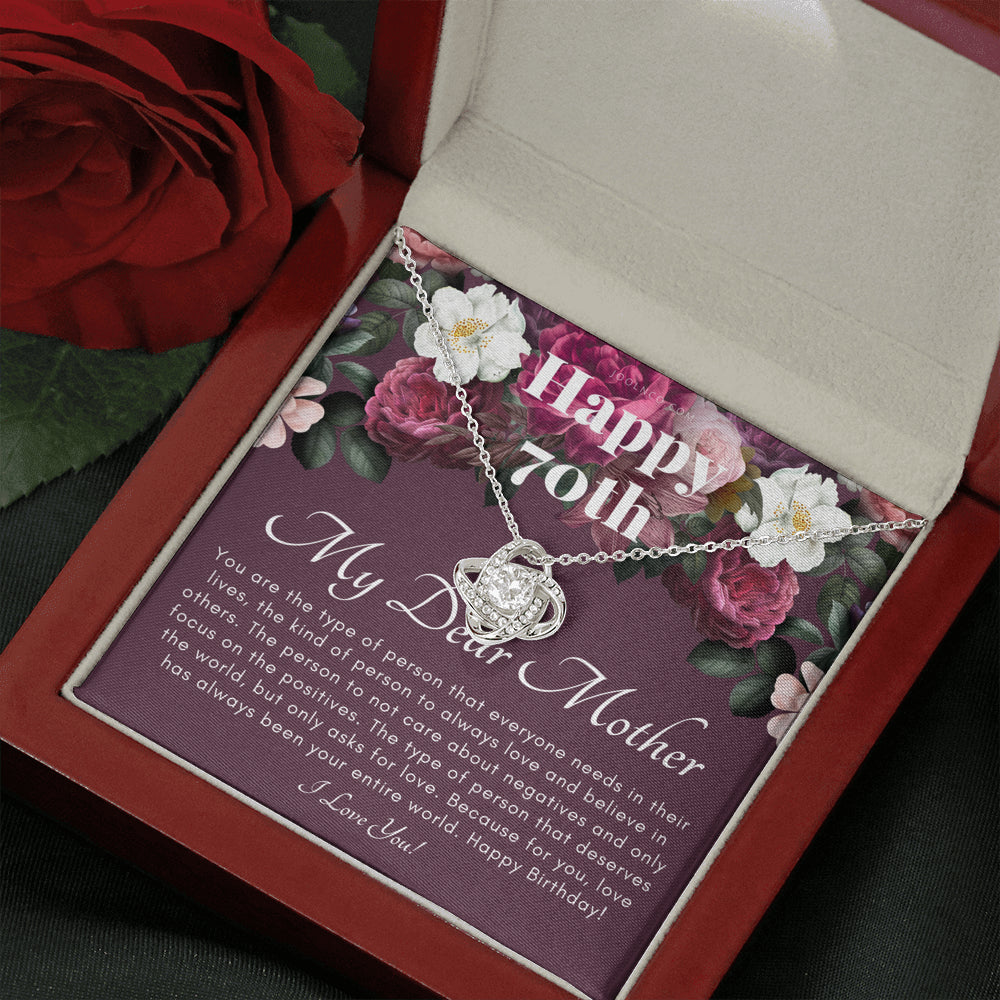 Love Knot Necklace | Mother's 70th Birthday Gift | Gift for Mom on her birthday | Gift For Mom from Daughter & Son | Mom Necklace | Best Mom Gift Message Card