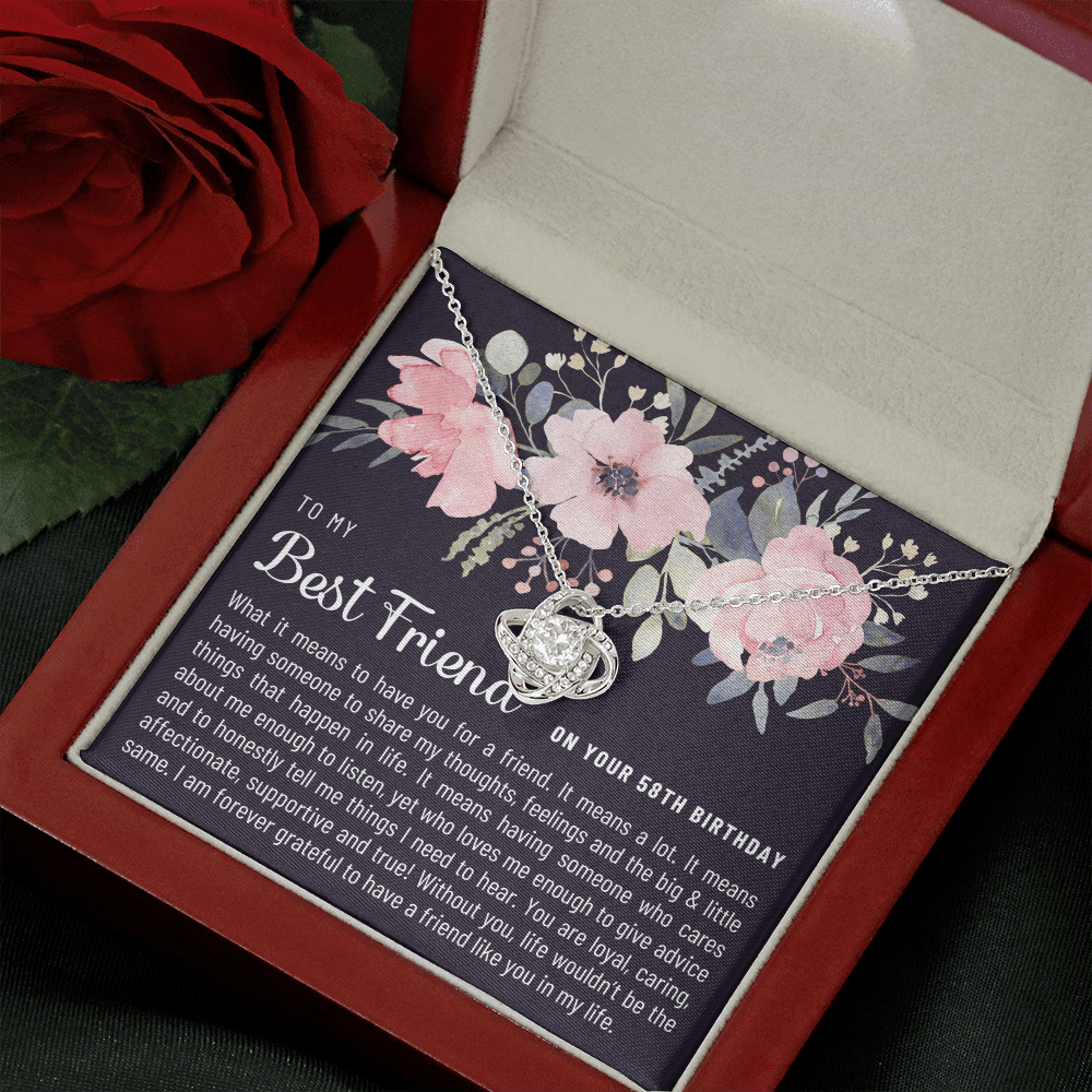 Best Friend 58th Birthday Gift - Love Knot Necklace