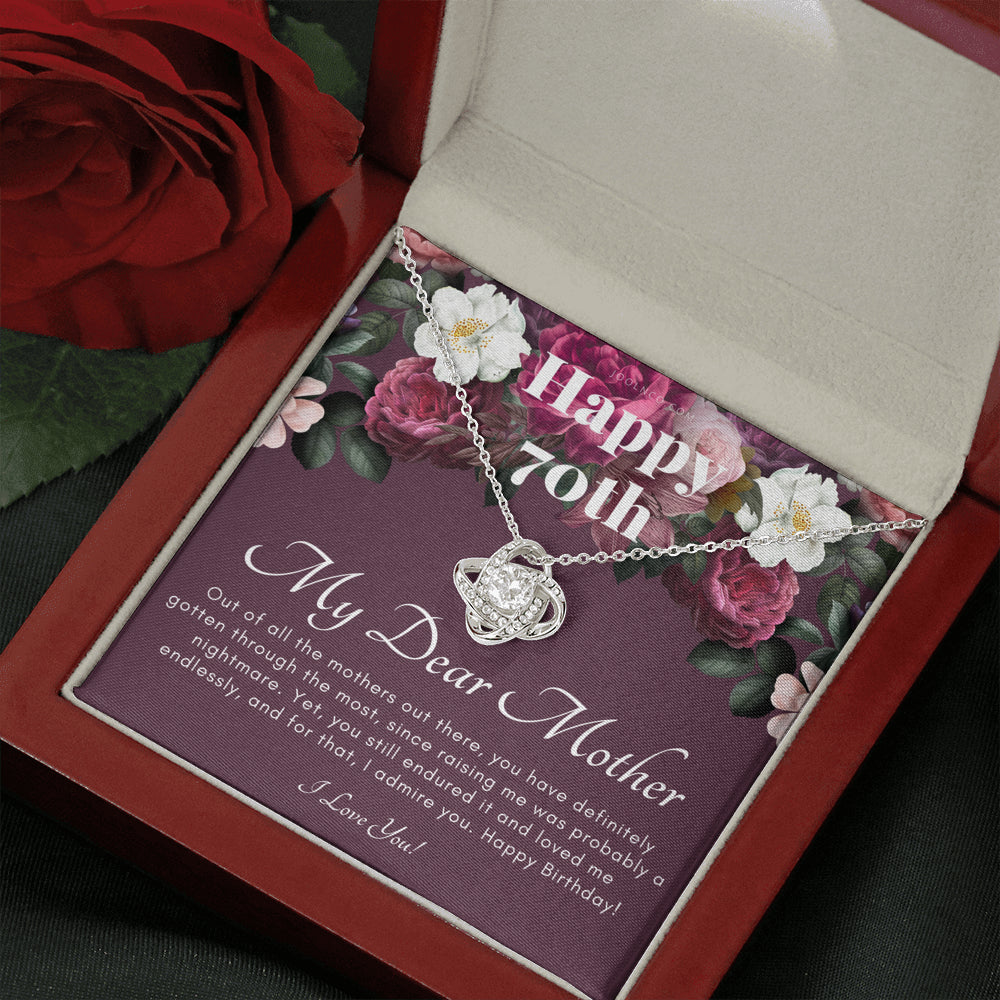 Love Knot Necklace | Mother's 70th Birthday Gift | Gift for Mom on her birthday | Gift For Mom from Daughter & Son | Mom Necklace | Best Mom Gift Message Card