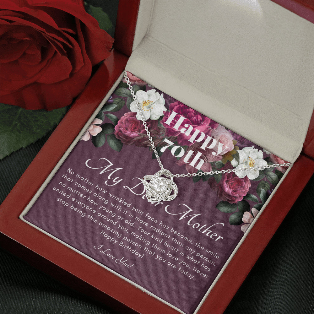 Love Knot Necklace | Mother's 70th Birthday Gift | Gift for Mom on her birthday | Gift For Mom from Daughter & Son | Mom Necklace | Best Mom Gift Message Card