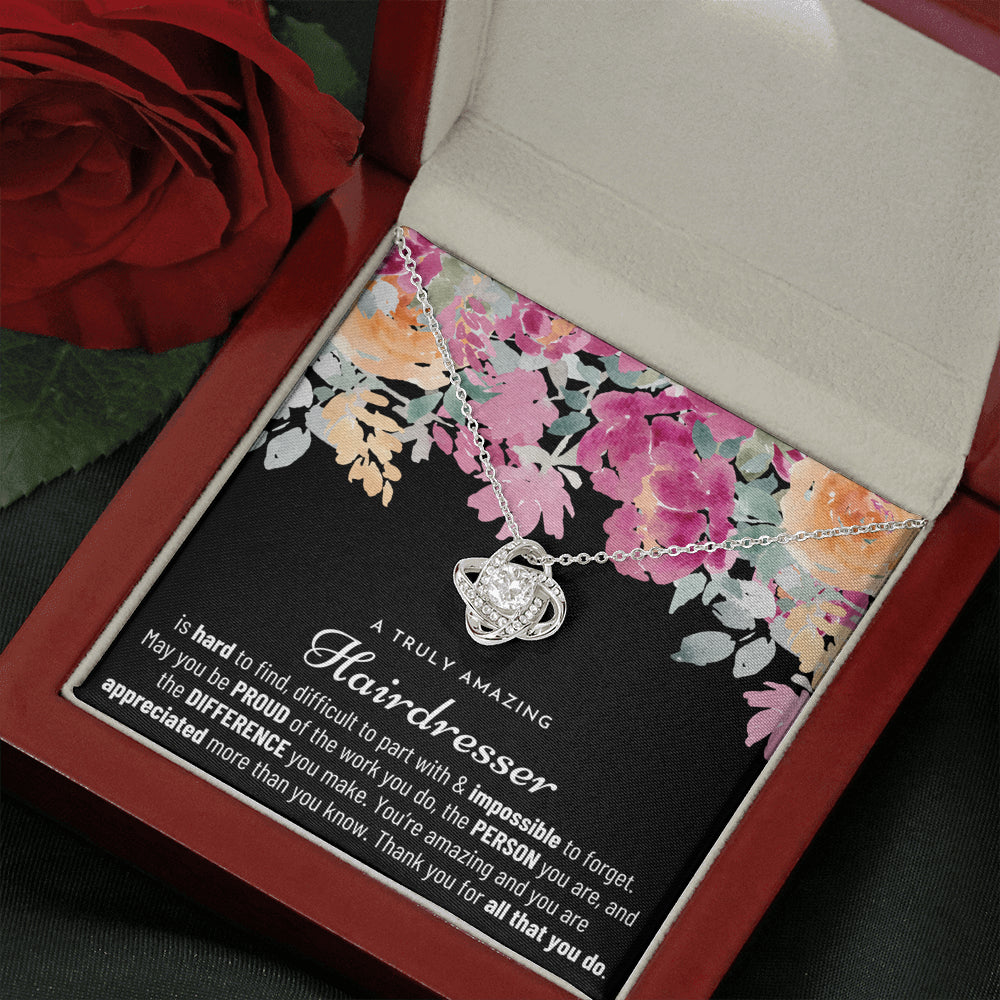 Gift For Female Hair Dresser, Hair Dresser Retirement Gift, Hair Dresser Appreciation Gift, Birthday, Love Knot Necklace