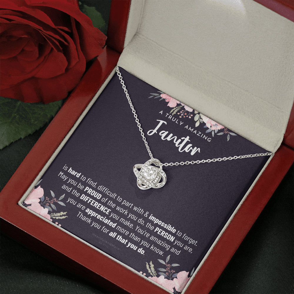 Gift For Female Janitor, Janitor Gift, Janitor Appreciation Gift, Birthday, Love Knot Necklace