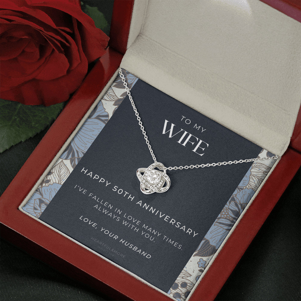 50 Year Anniversary Gift For Wife - Love Knot Necklace