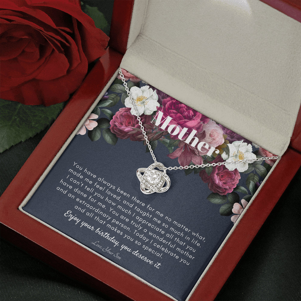 Love Knot Necklace | Mother's Birthday Gift | Necklace for Mom's birthday | Elegant Gift For Mom from Son | Best Mom Gift Message Card | Elegant Gift