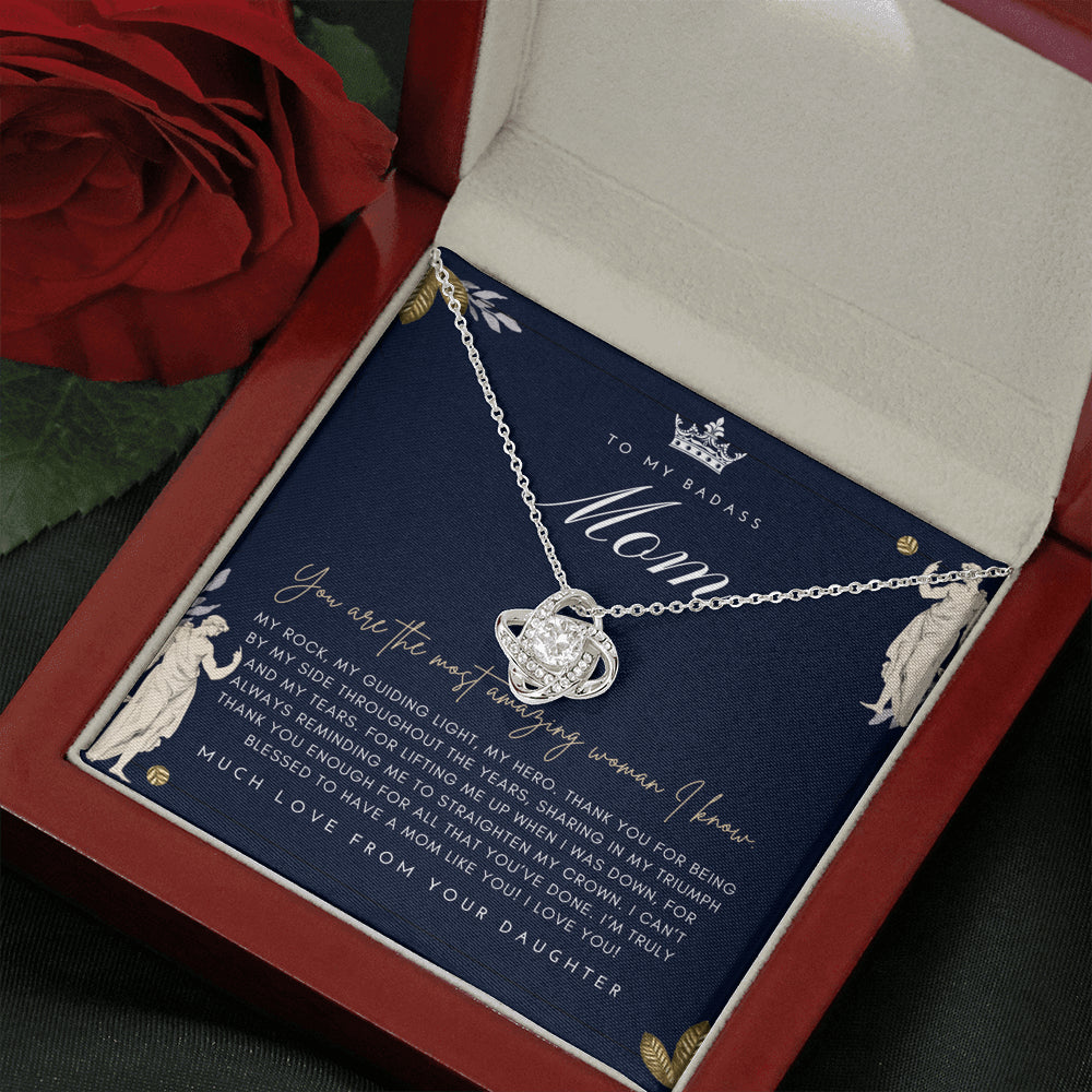 Love Knot Necklace | To My Badass Mom Necklace | Mother’s Day Gift | Personalized Mom Gift | Mothers Necklace | Gift for Mom | Best Mom Gift | Interlock Heart