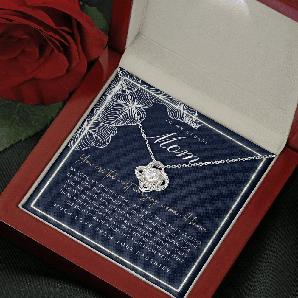 Love Knot Necklace | To My Badass Mom Necklace | Mother’s Day Gift | Personalized Mom Gift | Mothers Necklace | Gift for Mom | Best Mom Gift | Interlock Heart