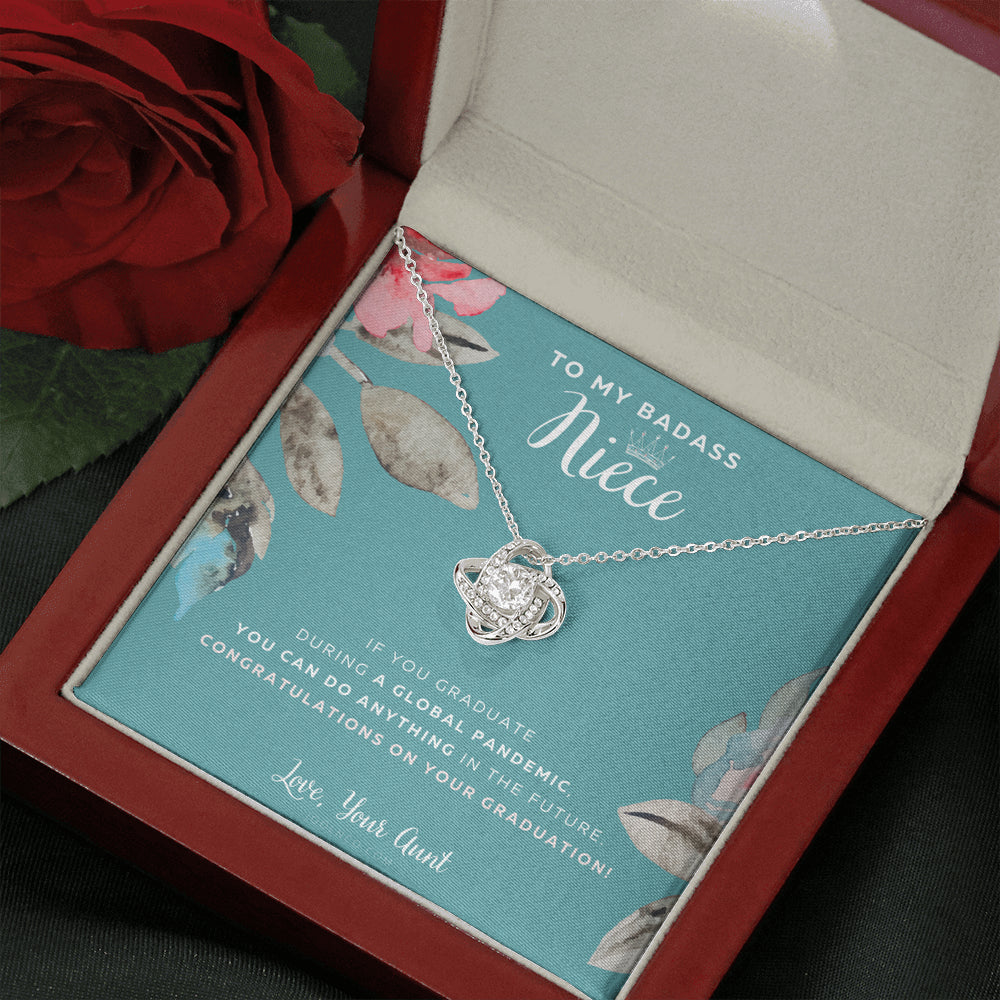 Love Knot Necklace, To My Badass Niece, Straighten Your Crown Necklace, Aunt Niece Necklace, Niece Graduation Gift, Graduation on Pandemic
