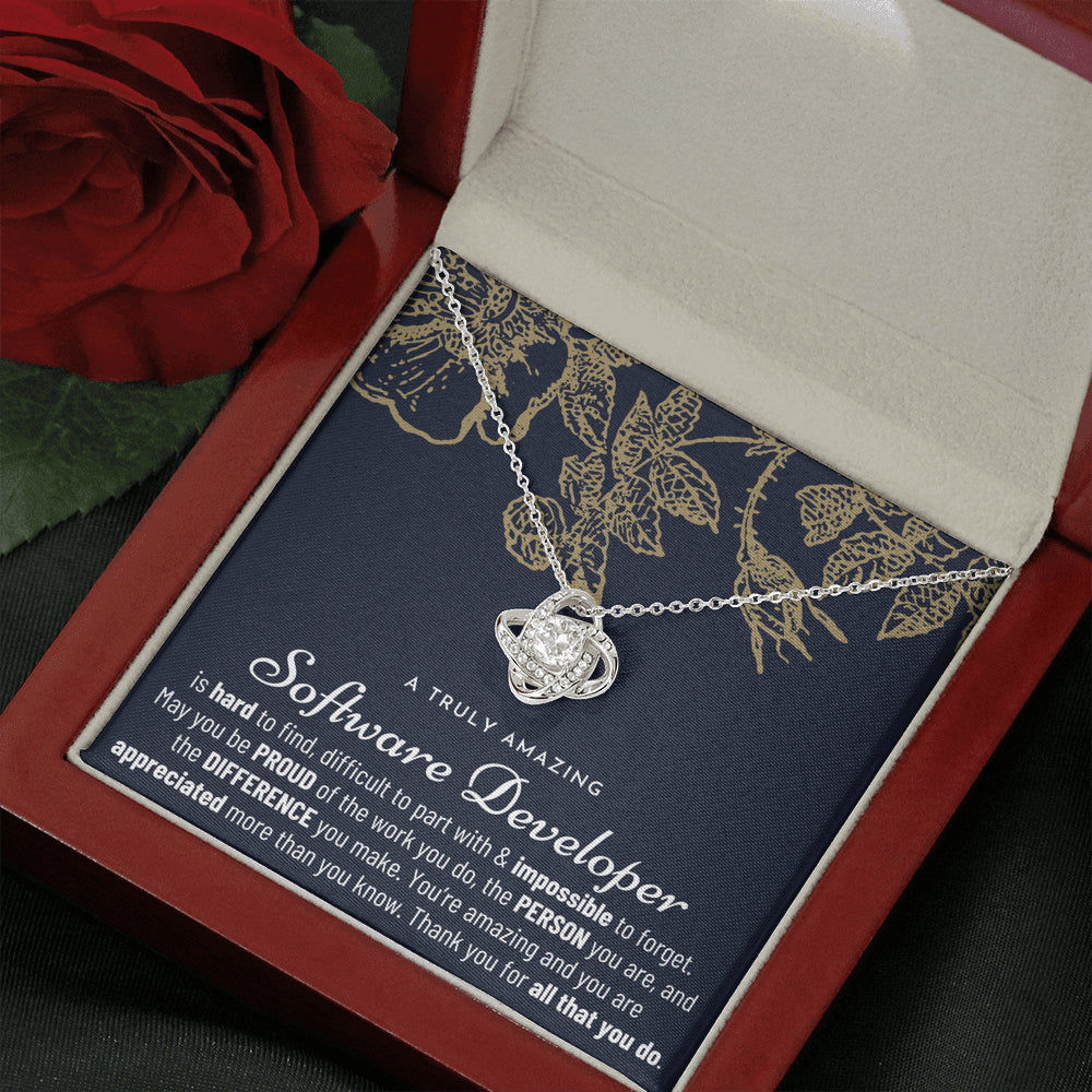 Gift For Female Software Developer, Software Developer Gift, Software Developer Appreciation Gift, Birthday, Love Knot Necklace