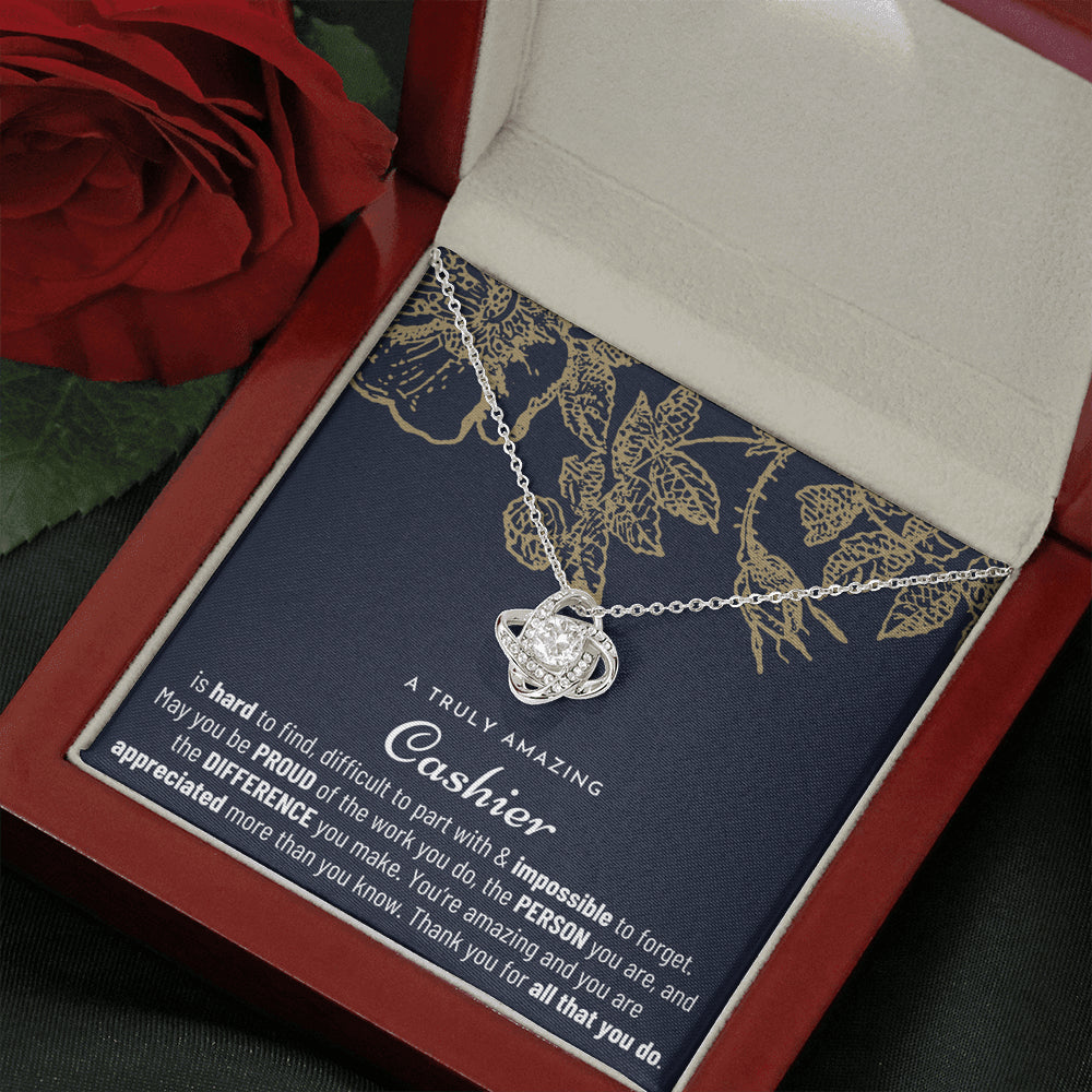 Gift For Female Casher, Casher Retirement Gift, Casher Appreciation Gift, Birthday, Love Knot Necklace