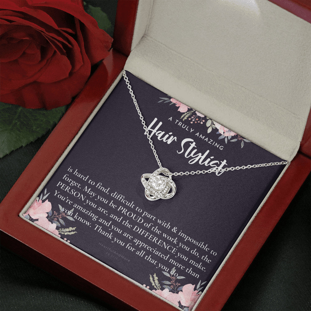 Gift For Female Hairstylist, Hairstylist Retirement Gift, Hairstylist Appreciation Gift, Birthday, Love Knot Necklace