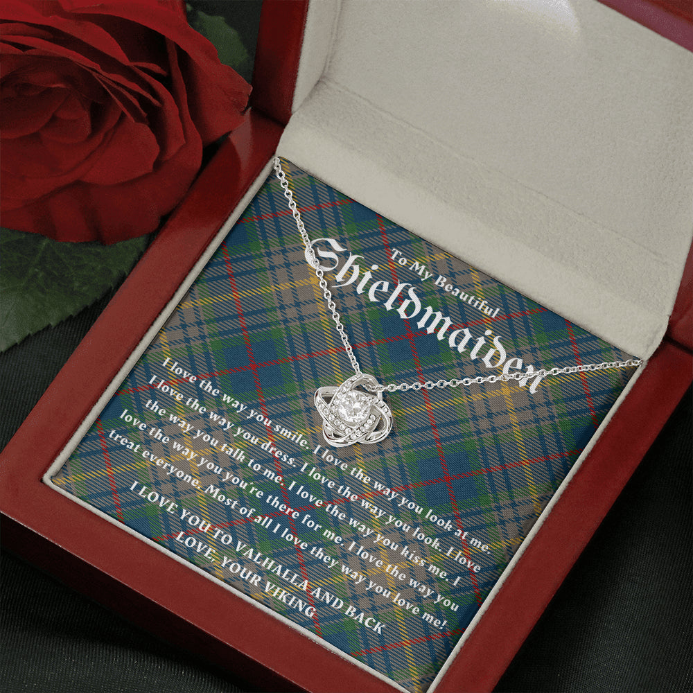 To My Shieldmaiden, Love You To Valhalla, Viking Gift, Personalized Viking Gifts, For Viking Wife, Viking Girlfriend Gift, Love Knot Necklace