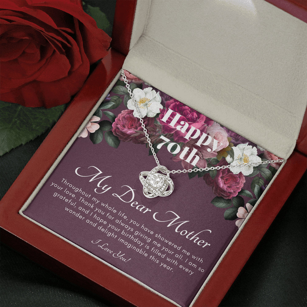 Love Knot Necklace | Mother's 70th Birthday Gift | Gift for Mom on her birthday | Gift For Mom from Daughter & Son | Mom Necklace | Best Mom Gift Message Card